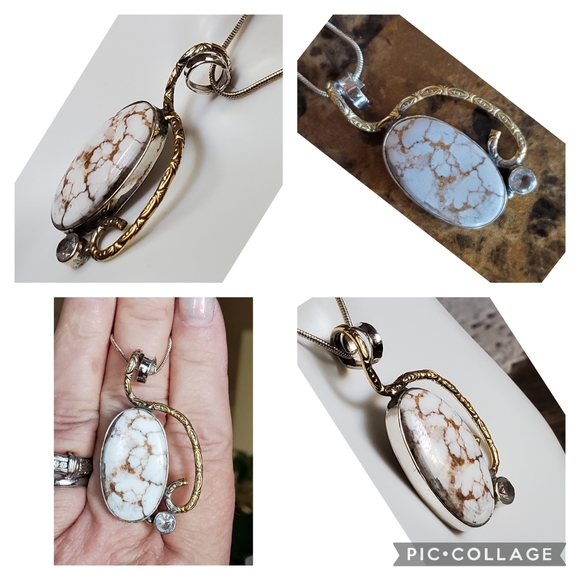 Genuine Wild Horse with White Topaz accent. - Picture 4 of 6